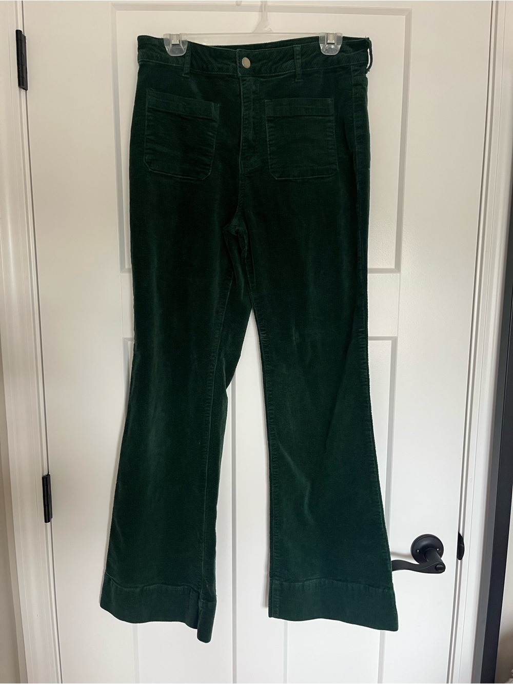 Avec Les Filles Forest Green Corduroy Wide Leg Patch Pocket Trouser Pants